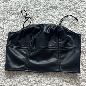 Black leather crop top